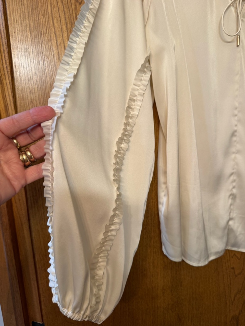 CAbi Cream Ruffle-Trim Blouse - Picture 5 of 8
